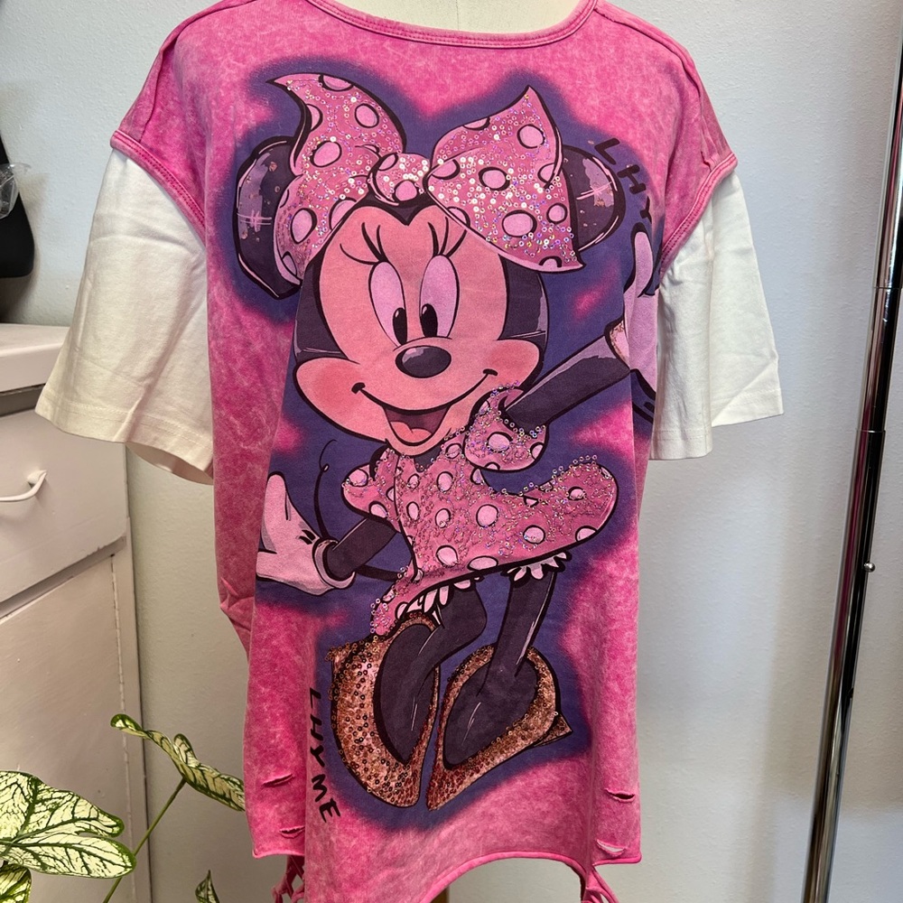 Minnie Mouse Pink and White Shirt